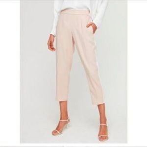 Tan, cropped Babaton work pants